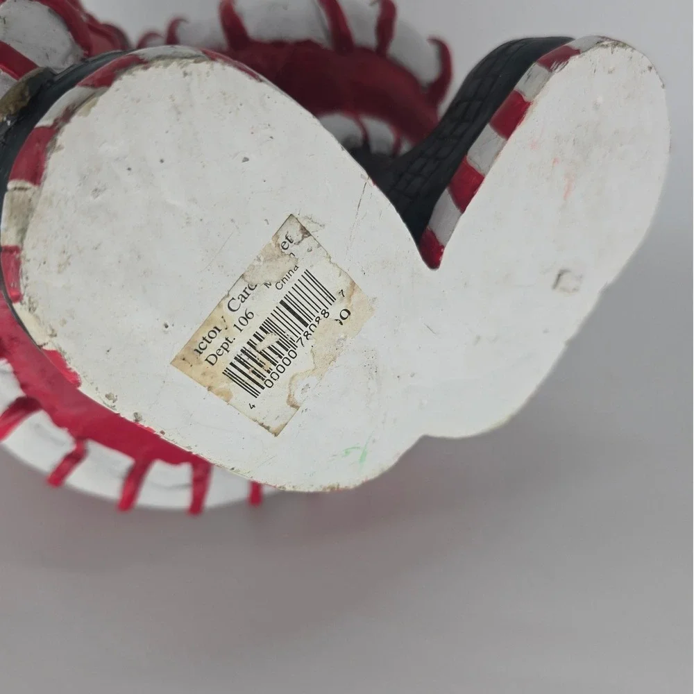 Vintage Santa Figurine Hand Painted Resin Candy Cane Heart Christmas Decor